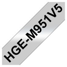 Cinta Brother HGE-M951V5 para impresora de etiquetas, alta resolución, color negro sobre plata, 24mm x 8m, SKU HGEM951V5