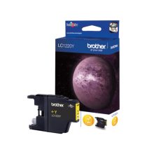 Imagen del cartucho de tinta original Brother LC1220Y, color amarillo, con SKU LC1220Y. Ideal para impresiones de alta calidad.