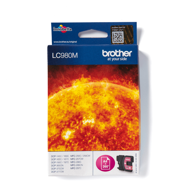 Brother LC980M cartucho de tinta 1 pieza(s) Original Magenta 1 Brother LC980M cartucho de tinta en su embalaje