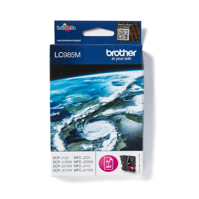 Brother LC985M cartucho de tinta magenta original 1 unidad Cartucho de tinta original Brother LC985M magenta, una pieza. SKU: LC985M.