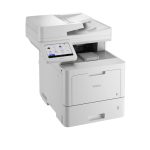 Vista frontal de la impresora multifunción Brother MFC-L9670CDN, láser A4, 2400 x 600 DPI, rende hasta 40 páginas por minuto, SKU MFCL9670CDNRE1