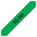 Cinta para impresora de etiquetas Brother TC-791, color negro sobre verde, SKU TC791