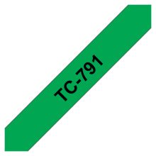 Cinta para impresora de etiquetas Brother TC-791, color negro sobre verde, SKU TC791