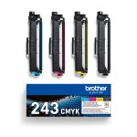 Imagen del cartucho de tóner Brother TN-243CMYK, ideal para impresiones en negro, cian, magenta y amarillo. SKU TN243CMYK.