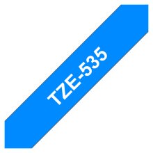 Cinta para impresora de etiquetas Brother TZE-535, blanco sobre azul, SKU: TZE535