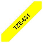 Cinta para impresora de etiquetas Brother TZE-631, negro sobre amarillo, SKU: TZE631, ideal para etiquetado claro y duradero