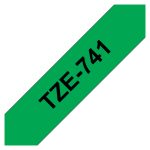Brother TZE-741, cinta para impresora de etiquetas negro sobre verde, SKU TZE741