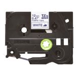 Brother TZE-FA3 cinta para impresora de etiquetas de 12mm, color azul sobre fondo blanco. SKU: TZEFA3