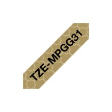 Brother TZE-MPGG31 cinta para impresora de etiquetas en negro sobre oro, SKU TZEMPGG31