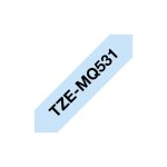 Brother TZE-MQ531 cinta de impresora de etiquetas negra sobre azul, ideal para etiquetado en oficinas. SKU: TZEMQ531