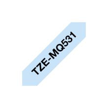 Brother TZE-MQ531 cinta de impresora de etiquetas negra sobre azul, ideal para etiquetado en oficinas. SKU: TZEMQ531