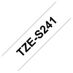 Cinta para impresora de etiquetas Brother, modelo TZE-S241, negro sobre blanco. SKU: TZES241