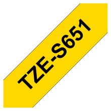 Brother TZE-S651 cinta amarilla sobre negro para impresora de etiquetas, SKU: TZES651