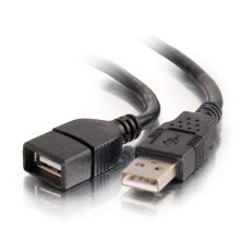 C2G alargador USB 2.0 con conectores A macho a A hembra, longitud de 2 metros, color negro, SKU 52107