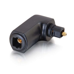 Adaptador Toslink en ángulo recto color negro C2G Velocity, SKU 80327, ideal para conexiones de audio digital