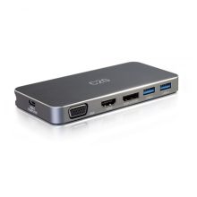 Estación de conexión C2G con USB-C, doble pantalla MST, HDMI, DisplayPort, VGA y alimentación hasta 65 W SKU 84439