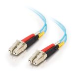 C2G 85554 Cable de fibra óptica LC con longitud de 10 metros en color turquesa, compatible con InfiniBand y OFNR