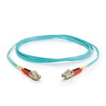 C2G 85554 Cable de fibra óptica LC con longitud de 10 metros en color turquesa, compatible con InfiniBand y OFNR