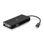 El adaptador multipuerto USB-C de C2G modelo C2G54454 con salidas de vídeo HDMI, DisplayPort, DVI y VGA, compatible con resolución 4K a 60 Hz.