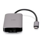C2G Mini base USB-C 4 en 1 con HDMI hasta 4K 30 Hz, USB-A, Ethernet y USB-C con alimentación hasta 100 W. SKU: C2G54456