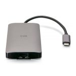 Imagen de la mini base C2G USB-C 8 en 1 con HDMI, 2 puertos USB-A, Ethernet, lector de tarjeta SD y USB-C hasta 100W, SKU C2G54458