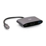 C2G Mini base USB-C 3 en 1 con alimentación HDMI, USB-A y USB-C de hasta 100W, soporte 4K 60Hz. SKU: C2G54460.