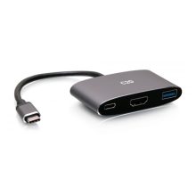 C2G Mini base USB-C 3 en 1 con alimentación HDMI, USB-A y USB-C de hasta 100W, soporte 4K 60Hz. SKU: C2G54460.