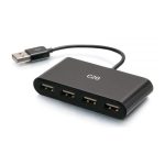Concentrador USB-A C2G de 4 puertos, modelo SKU C2G54462, ideal para aumentar la conectividad de dispositivos.