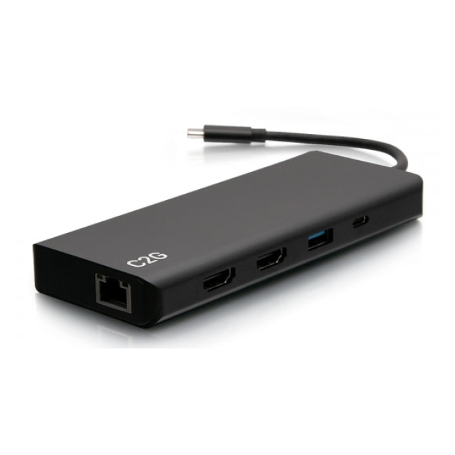 C2G Estación de Conexión USB-C con Doble Pantalla y HDMI 4K C2G Estación de conexión modelo 54488 con doble pantalla, USB-C 9 en 1, HDMI, Ethernet, USB, audio de 3,5 mm y 60W de alimentación, además es compatible TAA.