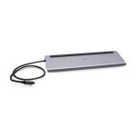 Base de triple pantalla 10 en 1 C2G con USB-C, HDMI, DisplayPort, VGA, Ethernet, USB, lector de tarjeta SD, audio de 3,5 mm y suministro de energía de hasta 100 W. SKU: C2G54542