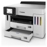 Imagen de la impresora Canon MAXIFY GX5550 de inyección de tinta, color 600 x 1200 DPI, tamaño A4, con conectividad Wifi. SKU 6179C006.