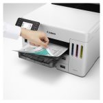 Imagen de la impresora Canon MAXIFY GX5550 de inyección de tinta, color 600 x 1200 DPI, tamaño A4, con conectividad Wifi. SKU 6179C006.