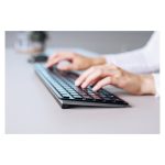 Teclado inalámbrico CHERRY KW 9100 SLIM, compatible con RF Wireless y Bluetooth, diseño QWERTY en inglés, color negro, SKU JK-9100EU-2