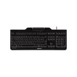 Teclado CHERRY KC 1000 SC destinado para oficinas, con conexión USB, distribución QWERTY en español y color negro. SKU: JK-A0100ES-2