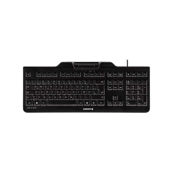 CHERRY Teclado KC 1000 SC para Oficina, USB, QWERTY en Español, Negro Teclado CHERRY KC 1000 SC destinado para oficinas, con conexión USB, distribución QWERTY en español y color negro. SKU: JK-A0100ES-2