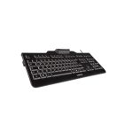 Teclado CHERRY KC 1000 SC destinado para oficinas, con conexión USB, distribución QWERTY en español y color negro. SKU: JK-A0100ES-2