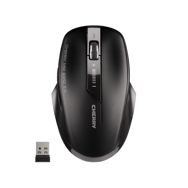 CHERRY MW 2310 2.0 Ratón Inalámbrico Óptico 2400 DPI Vista frontal del CHERRY MW 2310 2.0 ratón ambidextro inalámbrico RF, óptico con 2400 DPI. SKU: JW-T0320.
