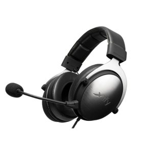 Auriculares gaming CHERRY XTRFY XG-H1 con diadema ajustable, alámbrico y colores negro y plata. SKU: XG-H1