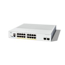 Imagen del switch Cisco Catalyst 1200 con gestión L2, Gigabit Ethernet (10/100/1000) y energía sobre Ethernet (PoE), SKU C1200-16P-2G, color gris