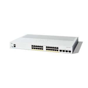 Imagen del Cisco Catalyst 1200, un switch gestionado de capa 2 con puertos Gigabit Ethernet (10/100/1000) y soporte de Energía sobre Ethernet (PoE), SKU C1200-24P-4G