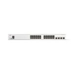 Imagen del Switch gestionado Cisco modelo C1200-24T-4X, compatible con L2/L3 y Gigabit Ethernet (10/100/1000) en color blanco. SKU C1200-24T-4X