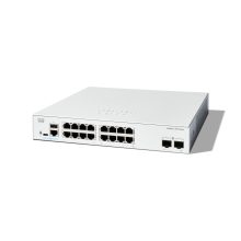 Imagen del switch Cisco C1300-16T-2G, gestionado L2/L3 con 16 puertos Gigabit Ethernet (10/100/1000), color blanco. SKU: C1300-16T-2G
