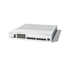 Vista frontal del Cisco Catalyst C1300-16XTS, un switch gestionado L2/L3 de 16 puertos en color gris, SKU C1300-16XTS