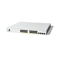 Imagen del Cisco Catalyst 1300, un switch gestionado L2/L3 con Gigabit Ethernet (10/100/1000) y soporte PoE, SKU C1300-24FP-4X, en color gris