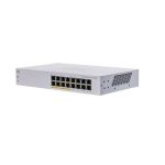 Imagen del Cisco CBS110, un switch no administrado L2 Gigabit Ethernet PoE 1U en color gris. SKU CBS110-16PP-EU.