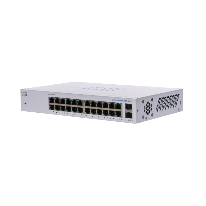 Cisco Switch CBS110 L2 Gigabit Ethernet Escritorio Gris Imagen del switch Cisco CBS110 no administrado L2 con capacidad Gigabit Ethernet (10/100/1000) en color gris para escritorio. SKU: CBS110-24T-UK
