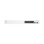 Imagen del switch Cisco CBS220-16T-2G gestionado L2 con 16 puertos Gigabit Ethernet y 2 puertos Gigabit adicionales en color blanco, SKU CBS220-16T-2G-UK