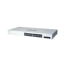 Imagen del switch Cisco CBS220-24T-4G con 24 puertos Gigabit Ethernet gestionado L2 de color blanco, SKU CBS220-24T-4G-EU
