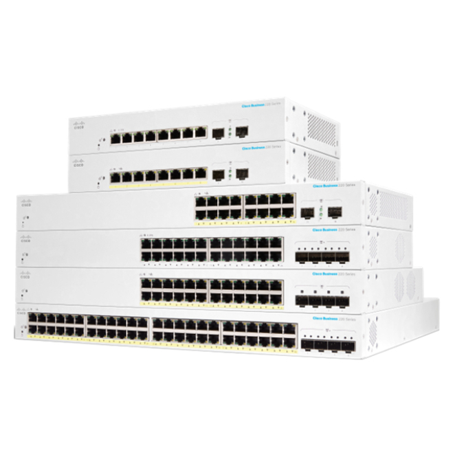 Cisco switch gestionado L2 con PoE y puertos Gigabit Ethernet Cisco CBS220-48P-4G-EU switch gestionado L2 Gigabit Ethernet con 48 puertos y PoE en color blanco, SKU CBS220-48P-4G-EU