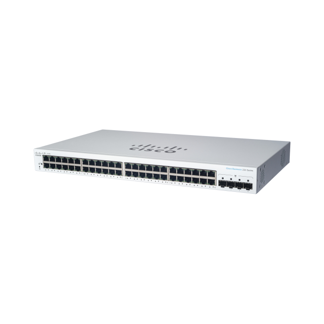 Cisco Switch Gestionado L2 PoE 48 puertos Cisco CBS220-48P-4X gestión L2, 48 puertos Gigabit Ethernet 10/100/1000, energía sobre Ethernet PoE, blanco, SKU CBS220-48P-4X-UK